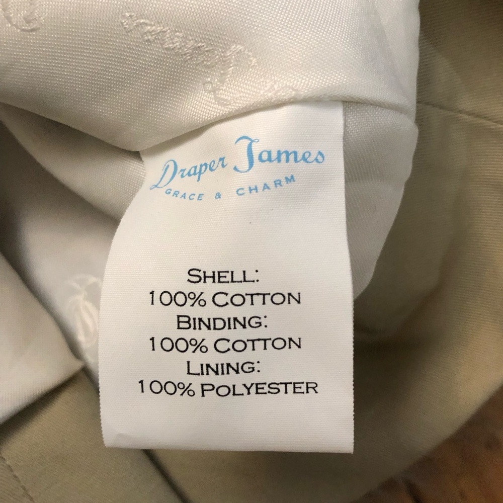 Draper James Scalloped Waist Gold Button Neutral Crew Neck Beige Trench Coat 10 - Picture 10 of 13